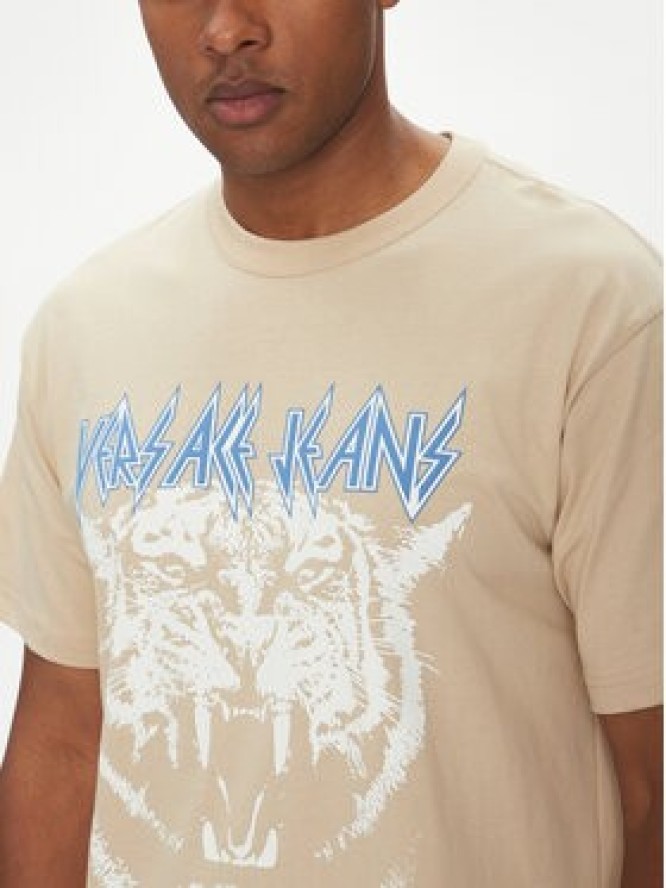 Versace Jeans Couture T-Shirt 78GAHT06 Beżowy Regular Fit