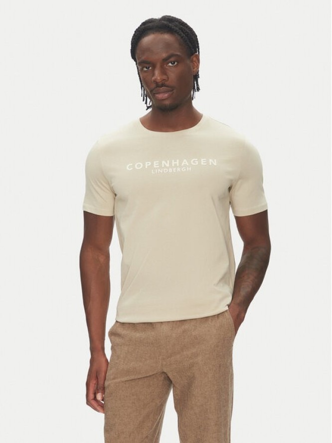 Lindbergh T-Shirt 30-400200 Beżowy Relaxed Fit