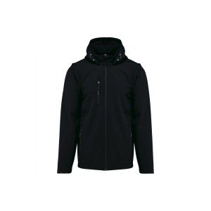 Kurtka 3-warstwowa z kapturem i odpinanymi rękawami Kariban Softshell