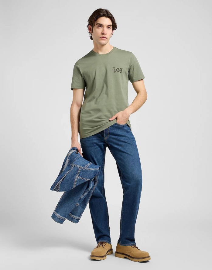 MESKA KOSZULKA LEE MEDIUM WOBBLY LEE TEE OLIVE STONE 112370505