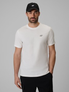 4F T-shirt regular gładki męski - biały S