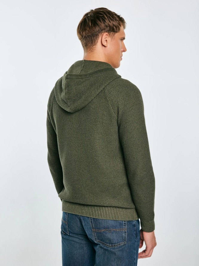 Sweter męski z kapturem khaki Carlson 303