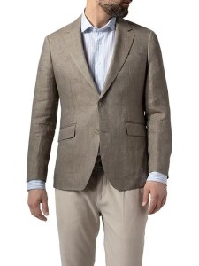 Hackett London Lniany blezer w kolorze szarobrązowym rozmiar: 48