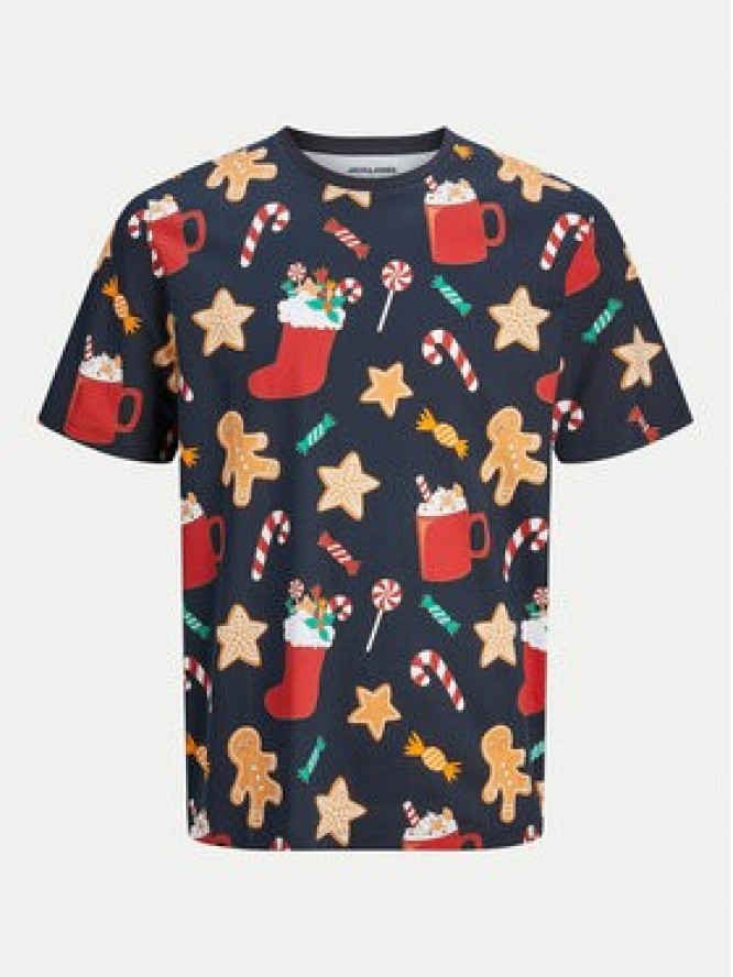 Jack & Jones T-Shirt Xmas Merry 12265399 Granatowy Standard Fit