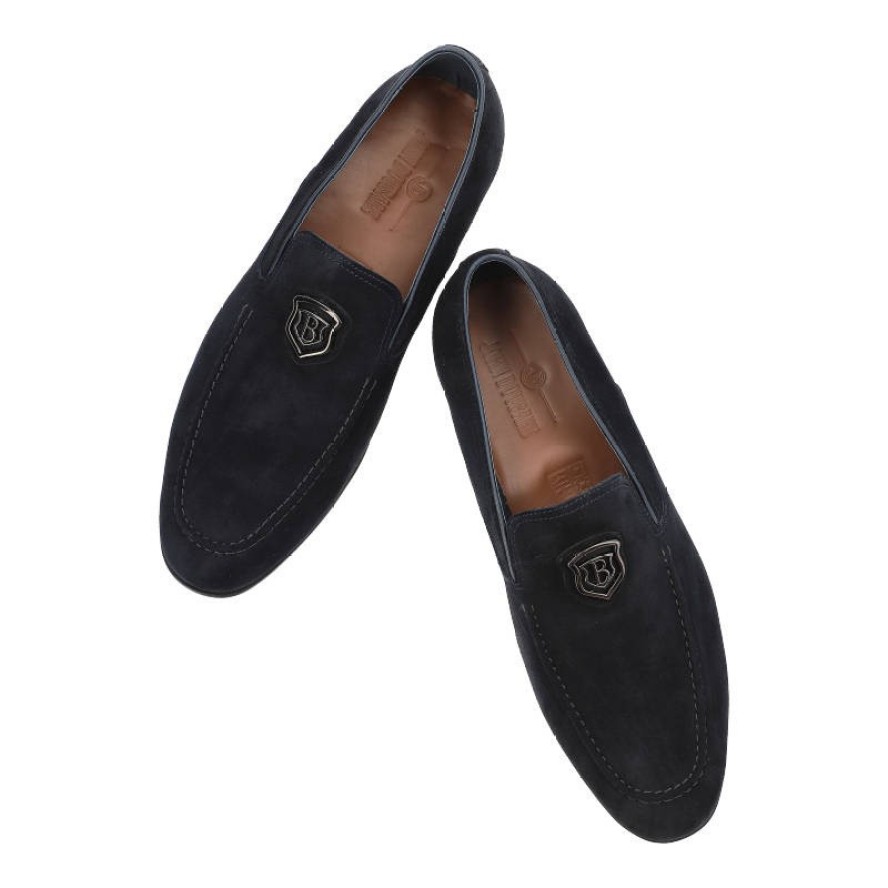 Granatowe Mokasyny John Doubare Męskie Modne Półbuty