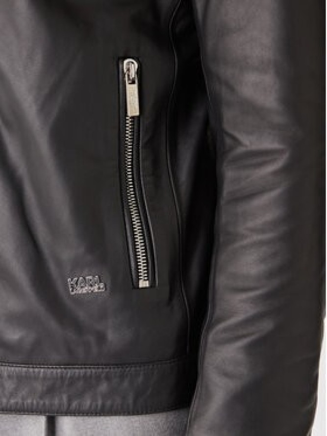KARL LAGERFELD Kurtka skórzana 555022 554421 Czarny Slim Fit