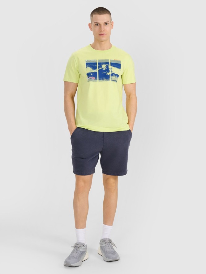 4F T-shirt regular z nadrukiem męski - zielony L