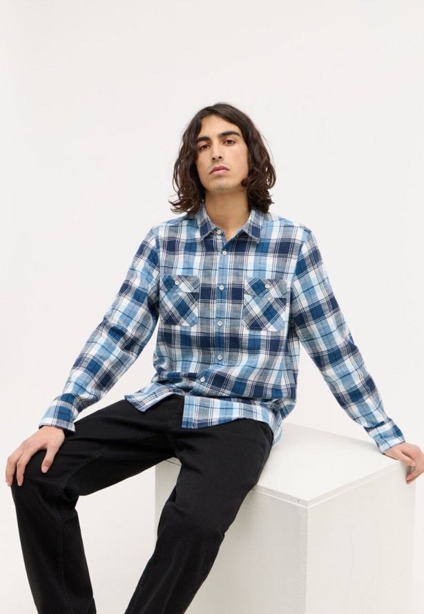 Męska Koszula MUSTANG Eastbridge Multicheck Blue 1014768 12552