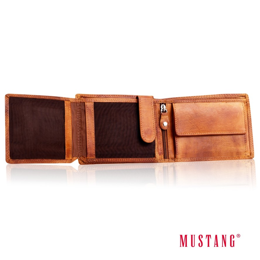 MUSTANG Denimo Wallet Side Opening SKÓRZANY PORTFEL POJEMNY NA KARTY PREMIUM