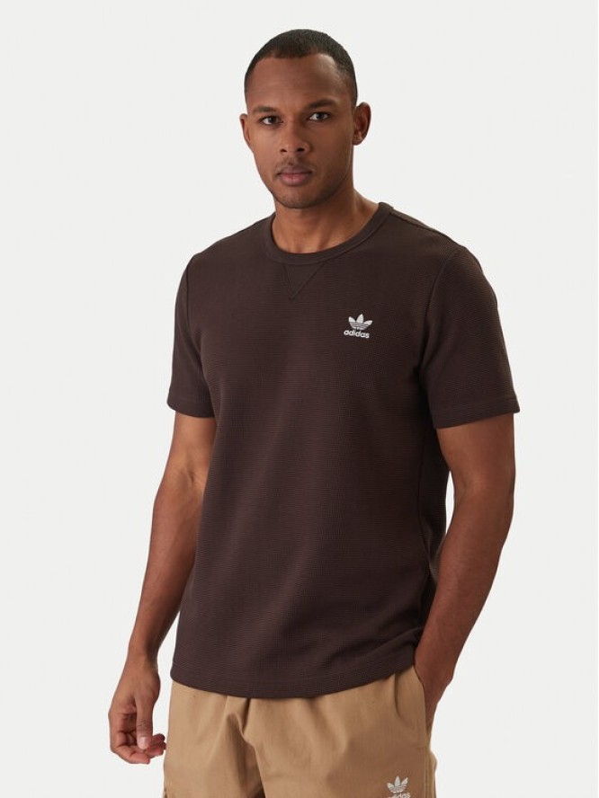 adidas T-Shirt Trefoil Essentials Waffle KE1136 Brązowy Regular Fit
