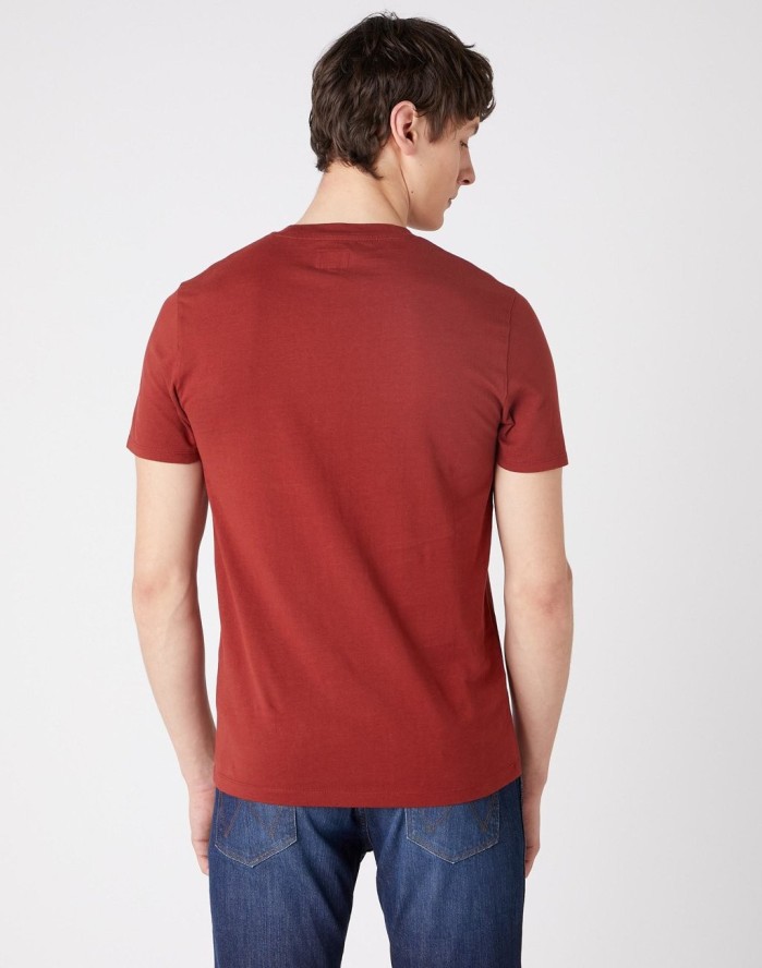 MĘSKI T-SHIRT WRANGLER SS MOTEL TEE RUSTY BROWN W7G3D3H11 112131829