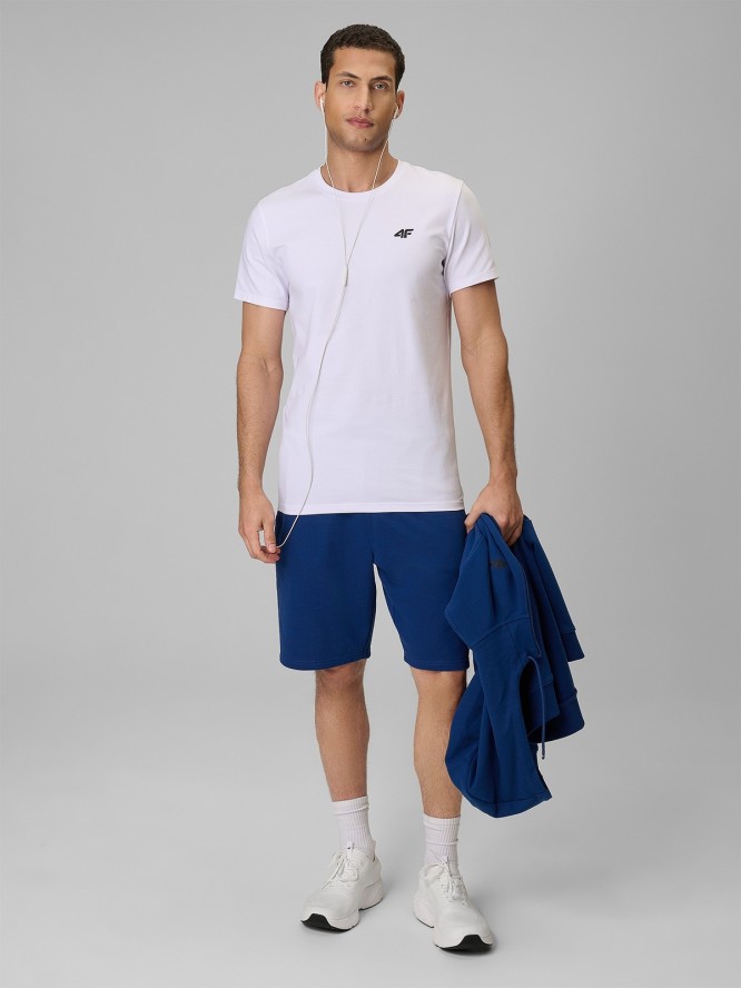 4F T-shirt slim gładki męski - biały XXL