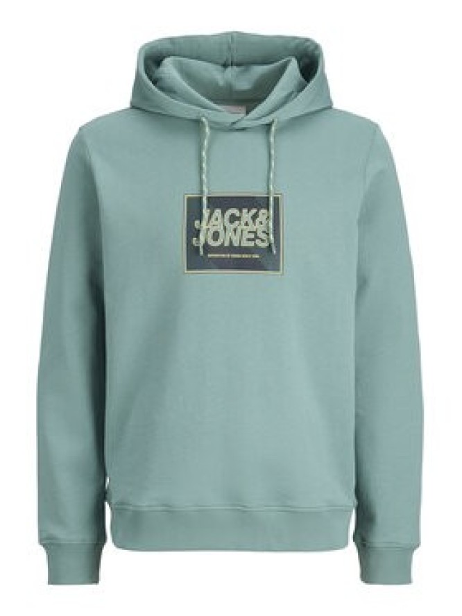Jack & Jones Bluza Jjrain Sweat Hood 12288098 Turkusowy Regular Fit