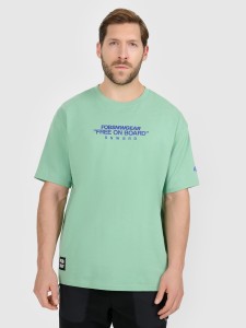 4F T-shirt loose z nadrukiem męski - miętowy L