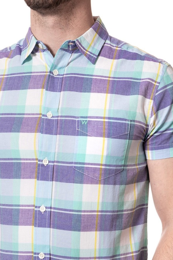 KOSZULA MĘSKA KRÓTKI RĘKAW WRANGLER SS 1PKT SHIRT BEACH GLASS W5860NQWD 112129522