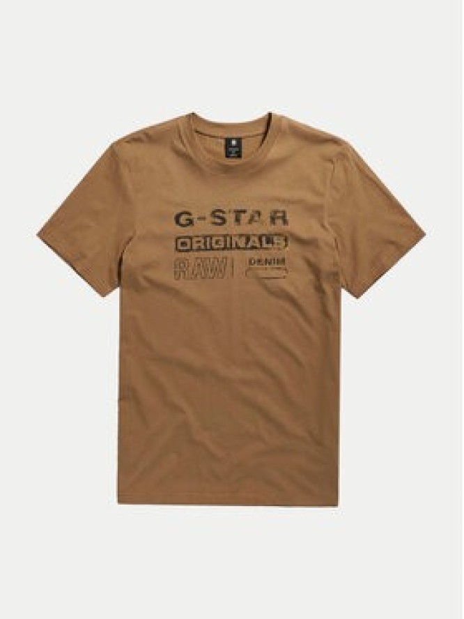 G-Star Raw T-Shirt Distressed D24420-336-7172 Brązowy Slim Fit