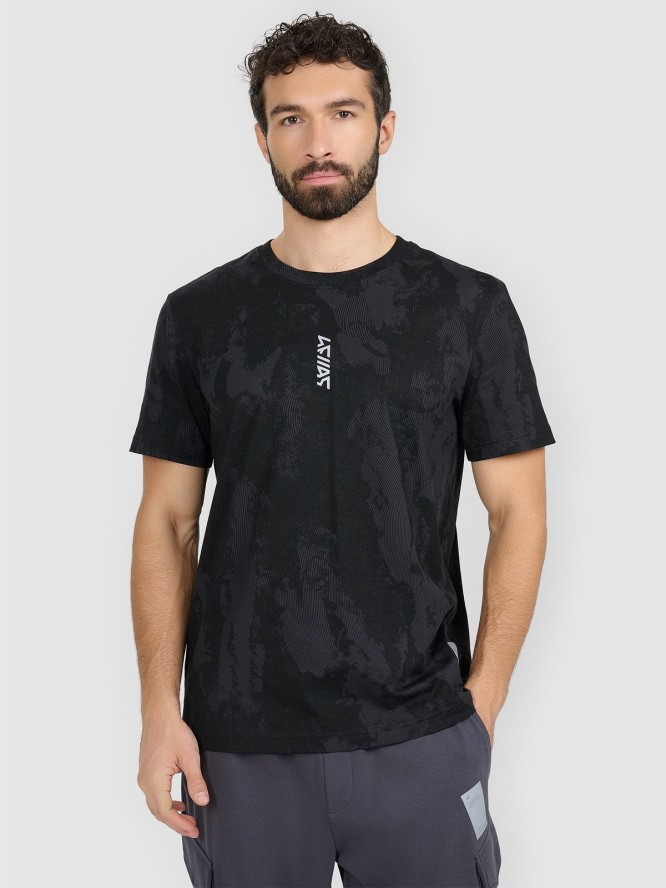 4F T-shirt regular z nadrukiem męski - czarny L