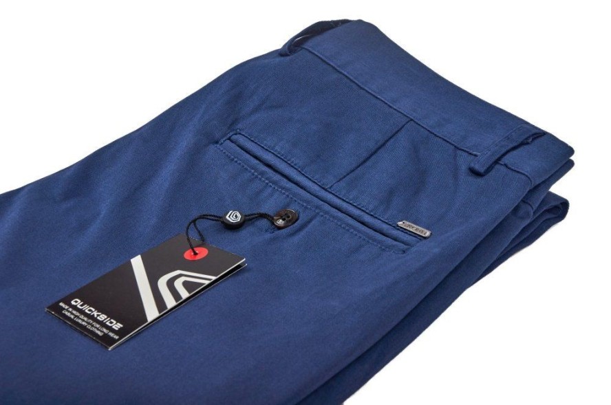 Spodnie Niebieskie Męskie, Casualowe, Chinosy z Elastanem, Zwężana Nogawka -QUICKSIDE