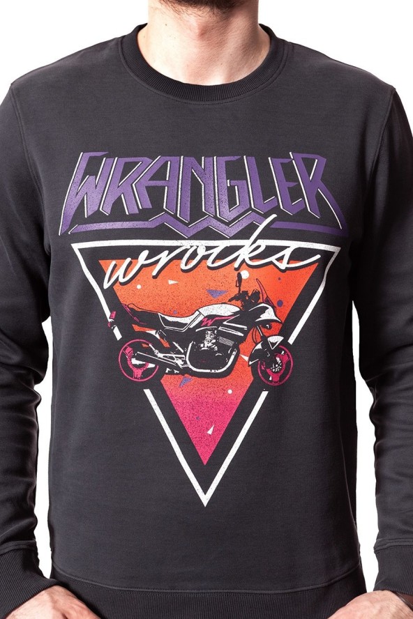 BLUZA WRANGLER MĘSKA CREW SWEAT FADED BLACK W6559IHV6 112130571