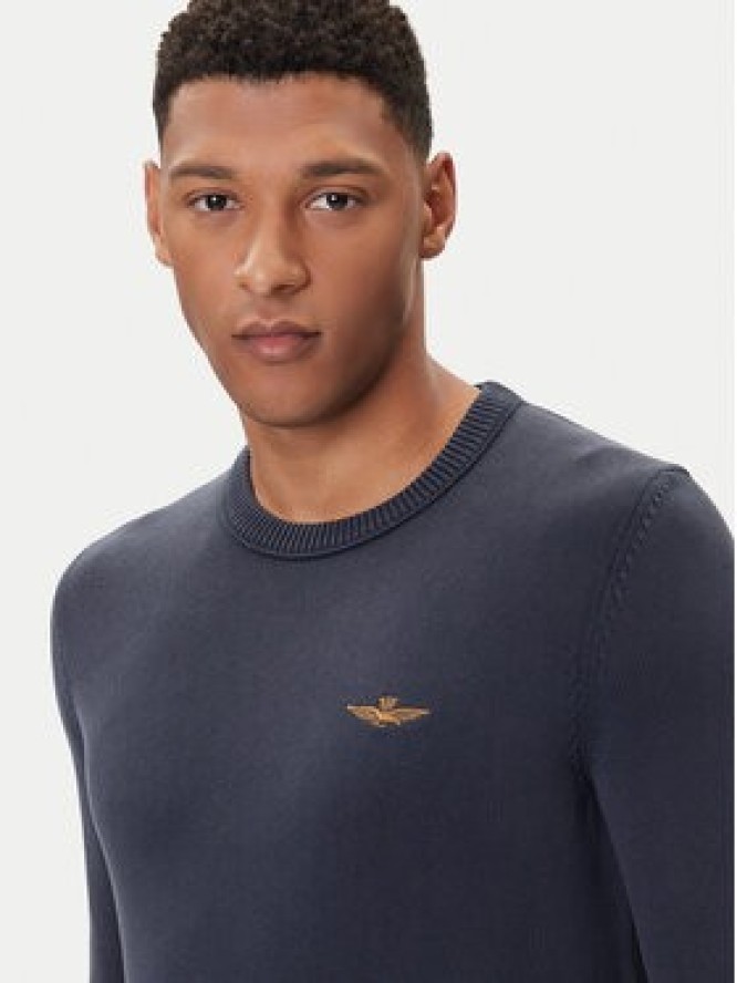 Aeronautica Militare Sweter 252MA1610UL00556 Granatowy Regular Fit