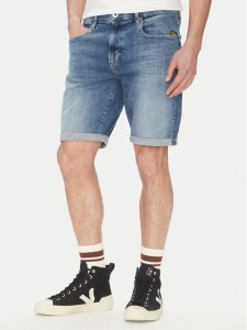 G-Star Raw Szorty jeansowe 3301 D10481 D634 H096 Niebieski Slim Fit