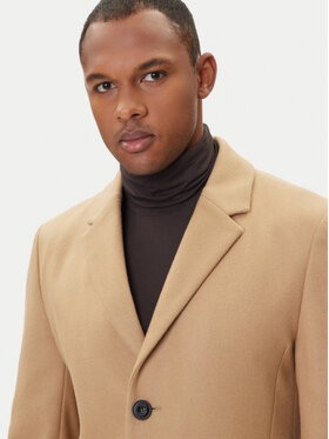 HUGO Płaszcz wełniany Migor2541 50546528 Beżowy Slim Fit