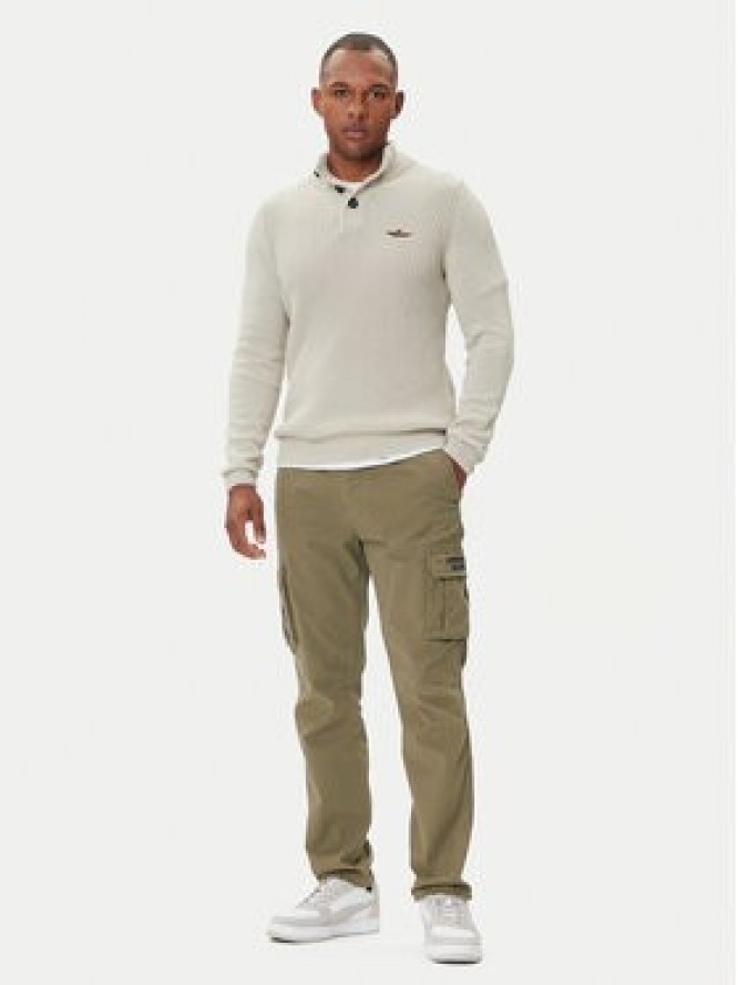 Aeronautica Militare Sweter 252MA1572UL00409 Beżowy Slim Fit