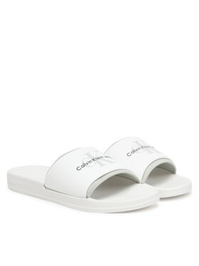 Calvin Klein Jeans Klapki Slide Rubber Neoprene Monologo YM0YM00361 Biały