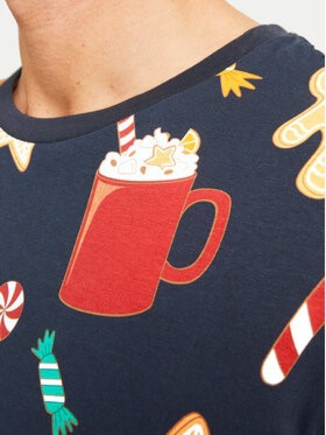 Jack & Jones T-Shirt Xmas Merry 12265399 Granatowy Standard Fit