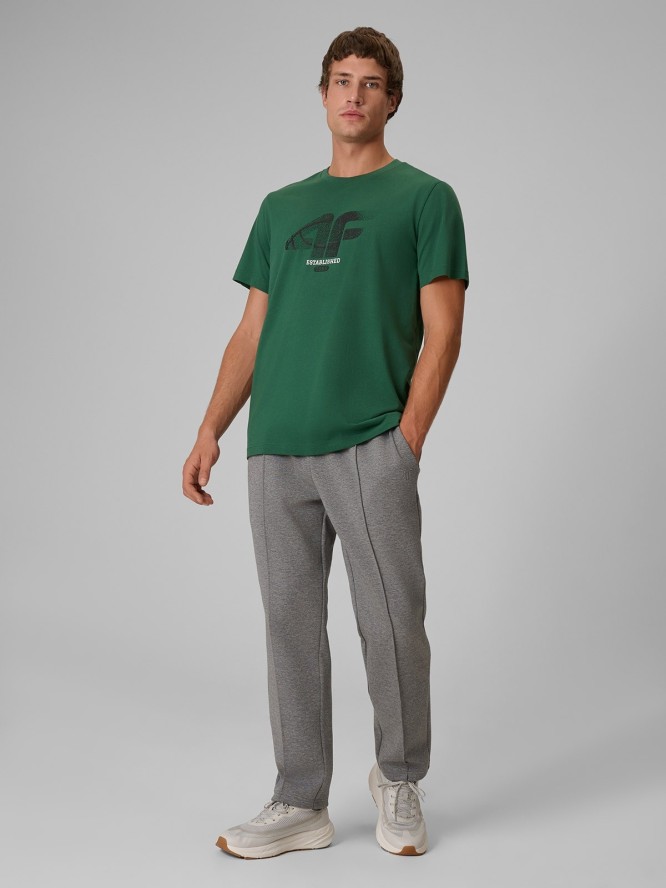 4F T-shirt regular z nadrukiem męski - zielony XXL