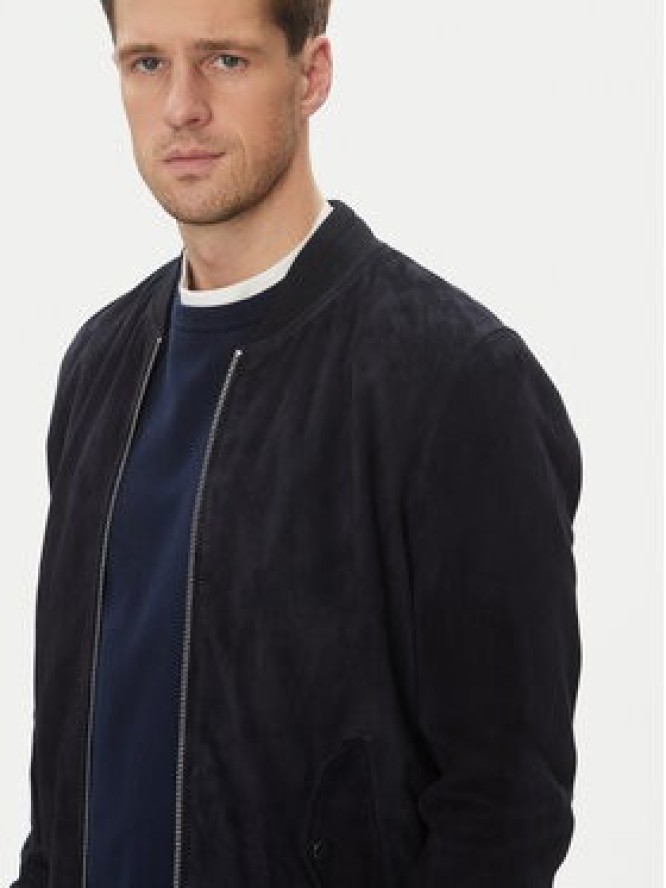 Serge Pariente Kurtka skórzana M888 Granatowy Regular Fit