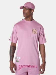 New Era T-Shirt New York Yankees MLB Floral 60596338 Różowy Regular Fit