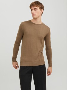 Jack & Jones Sweter 12208364 Brązowy Regular Fit