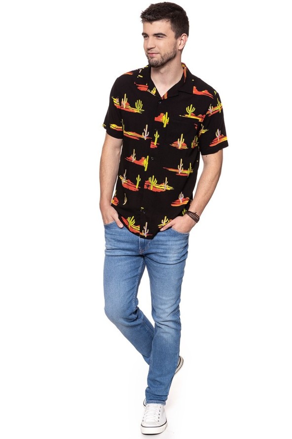 KOSZULA WRANGLER SS RESORT SHIRT BLACK W5907TI01 112129666