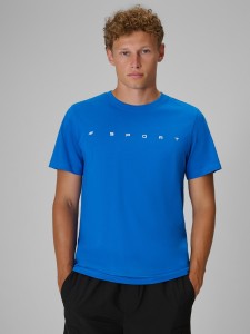 4F T-shirt regular z nadrukiem męski - niebieski M