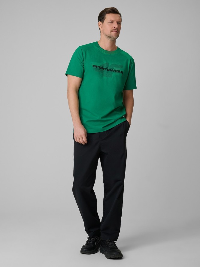 4F T-shirt regular z nadrukiem męski - zielony 3XL