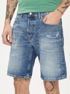 Pepe Jeans Szorty jeansowe Relaxed Short Repair PM801074 Niebieski Relaxed Fit