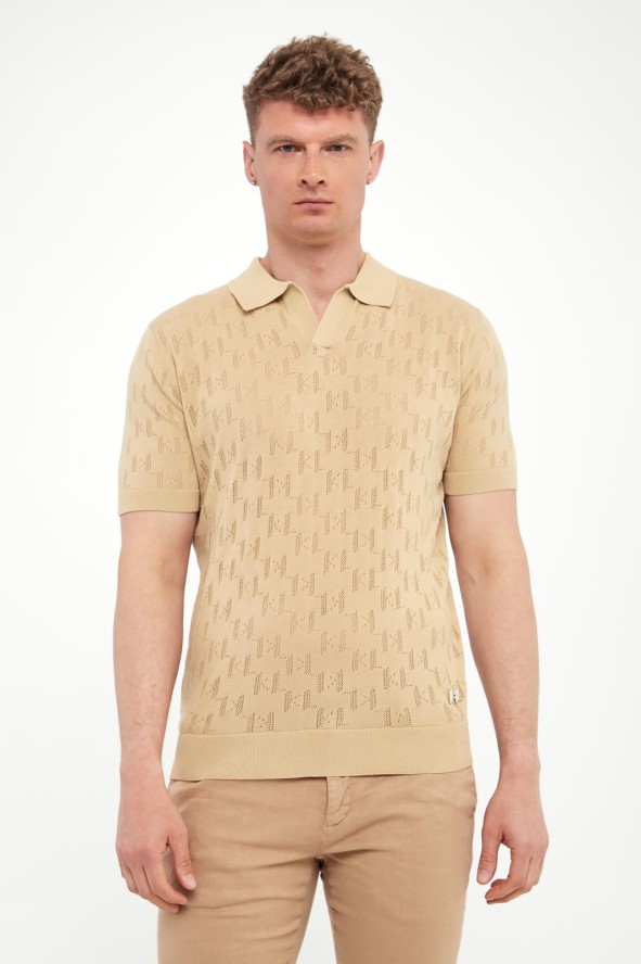 Polo męskie z ażurowym logo KARL LAGERFELD