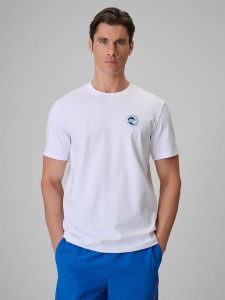 4F T-shirt regular z nadrukiem męski - biały L
