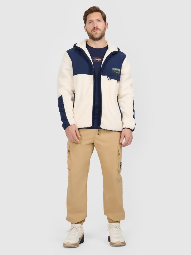 4F Polar sherpa regular z kapturem męski - biały M