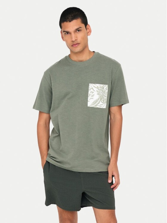 Only & Sons T-Shirt 22025286 Zielony Regular Fit