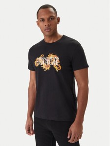 Versace Jeans Couture T-Shirt 80GAHE02 CJ00E Czarny Regular Fit