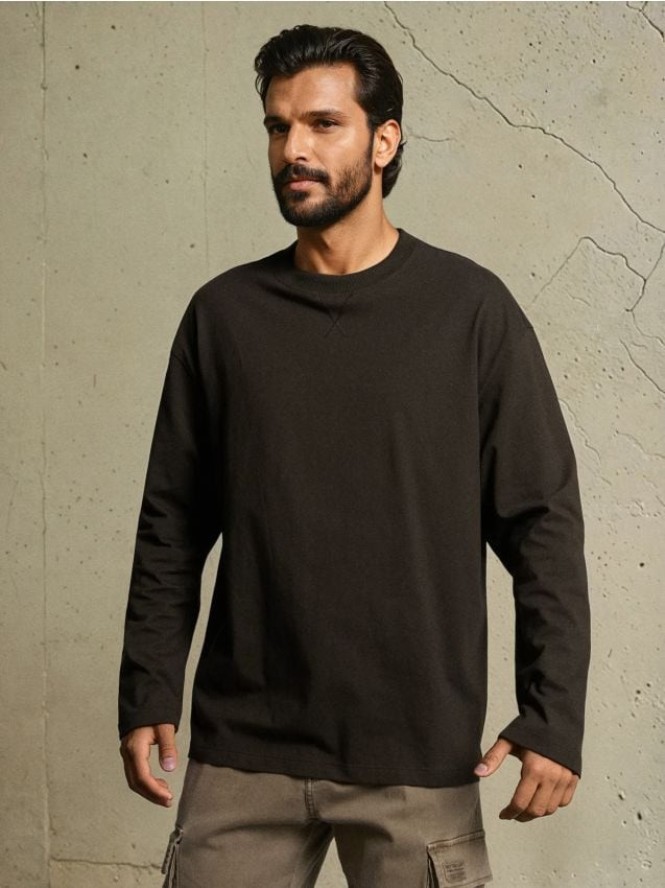 Koszulka z długimi rękawami - brązowy