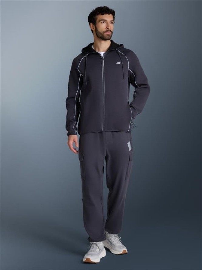 4F Bluza dresowa regular z kapturem męska - szara M