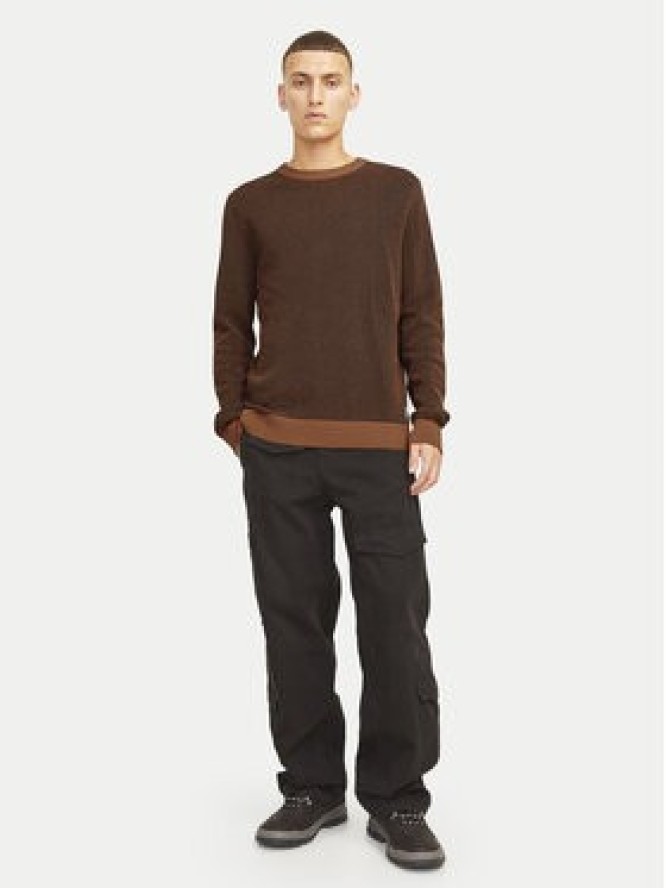 Jack & Jones Sweter Globe 12258139 Brązowy Regular Fit