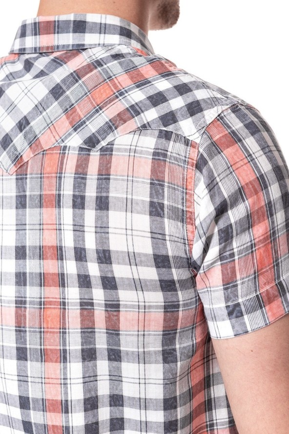 KOSZULA MĘSKA KRÓTKI RĘKAW WRANGLER SS WESTERN SHIRT GLOW ORANGE W5A246D48 112129999