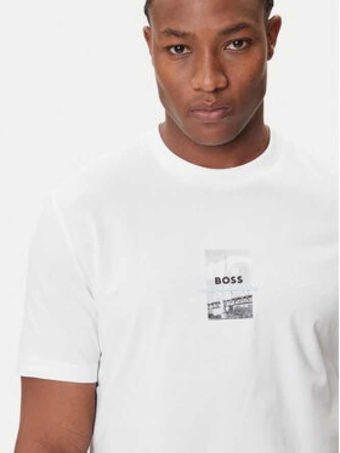 BOSS T-Shirt Photoprint 50545869 Biały Relaxed Fit