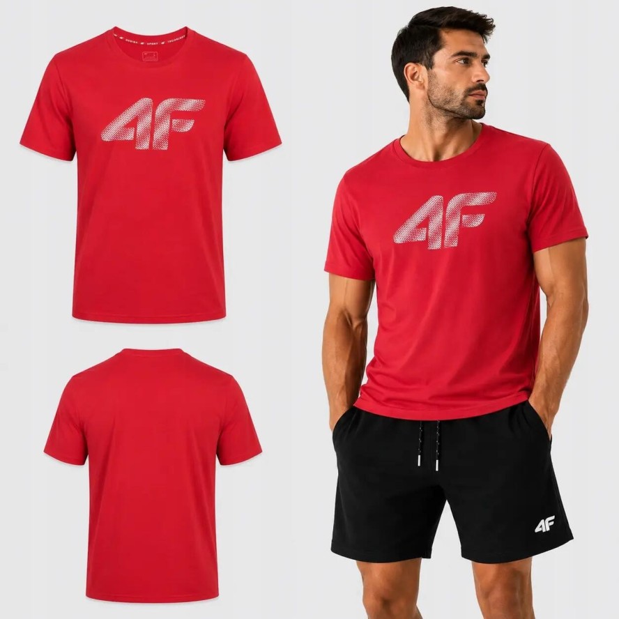 KOSZULKA MĘSKA 4F T-SHIRT BAWEŁNIANY SPORTOWY Z NADRUKIEM M3342 SS26