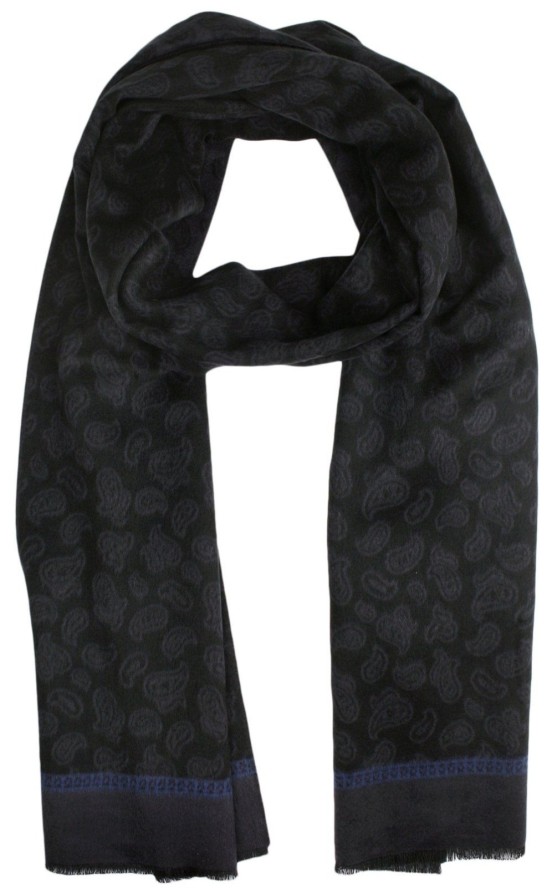 Szalik, Czarny Miękki w Paisley, Łezki, Delikatny, Cashmink -V.Fraas