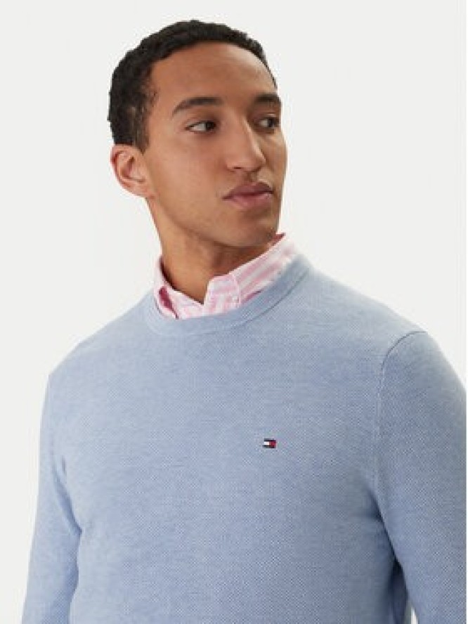 Tommy Hilfiger Sweter Essential MW0MW36347 Błękitny Regular Fit
